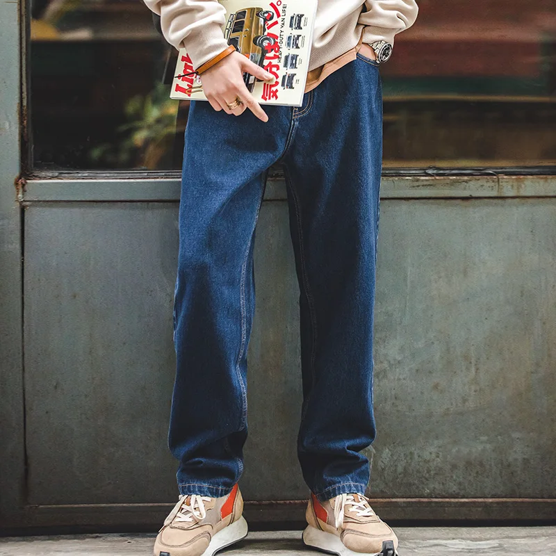 Men'S Fashion With Baggy Jeans - Maden Washed Denim Jeans 12.8 oz