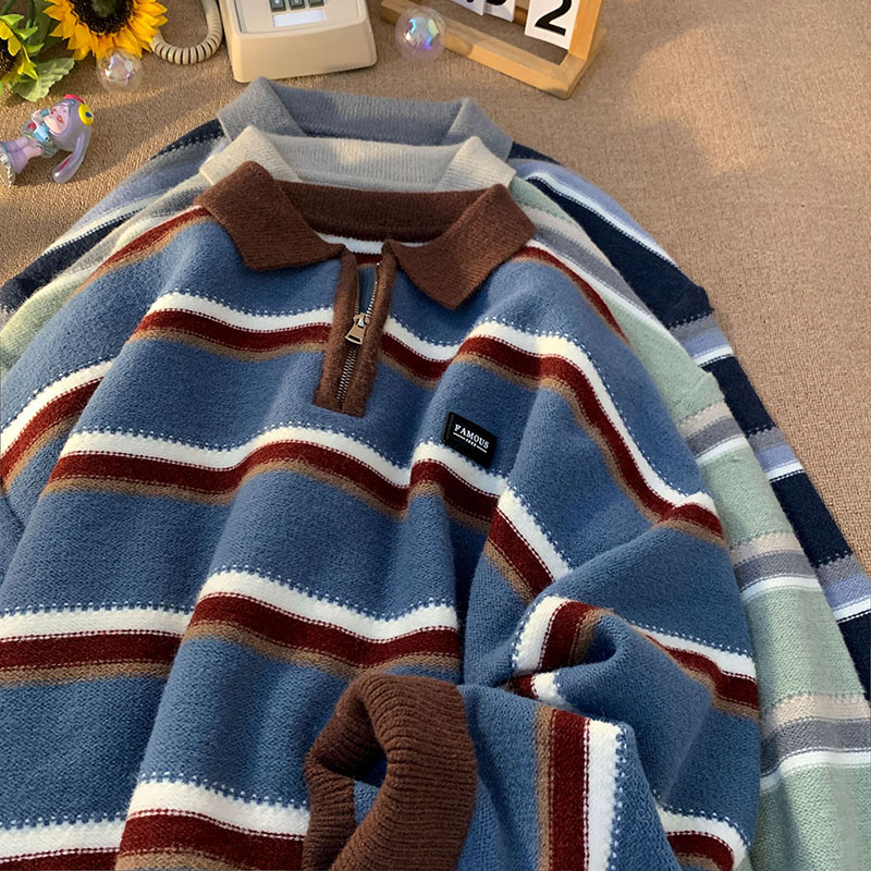 Turtleneck Sweater Men - Japan Men's Y2K Knitted Warm Polo