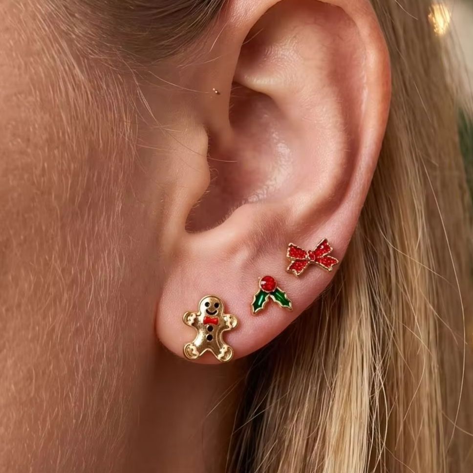 Men'S Fashion Xmas Party - Mini Christmas Gingerbread Man Bow Enamel
