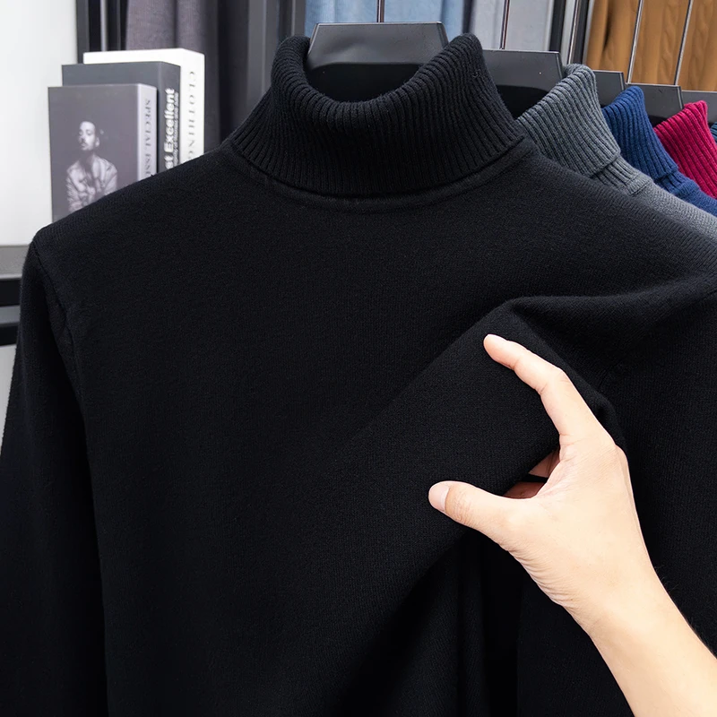 Turtleneck Sweater Men - Autumn Mens High Quality Knitted Turtleneck