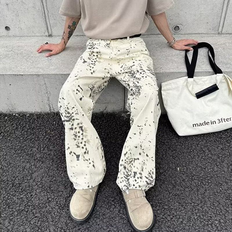 Men'S Fashion With Baggy Jeans - 2000S Clothes Y2K Fashion White Leopard