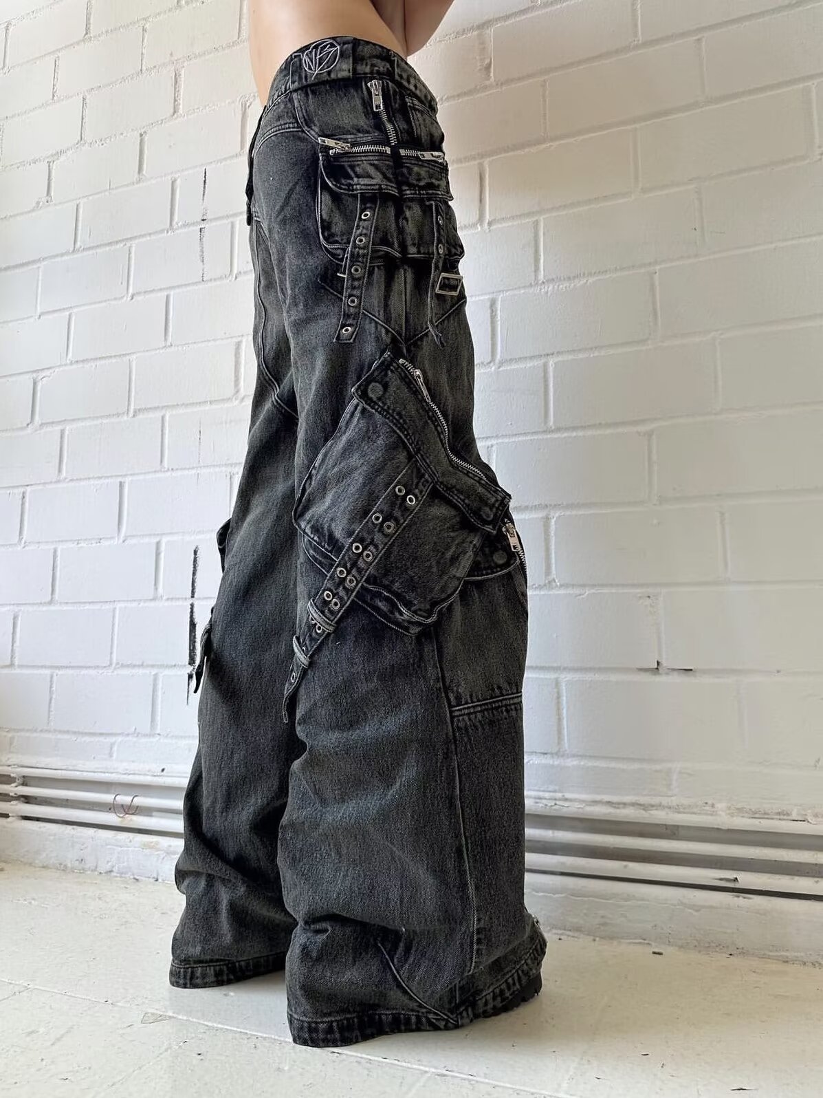 Y2K Black Gothic Punk Multi-Po - Men'S Fashion With Baggy Jeans recension och pris
