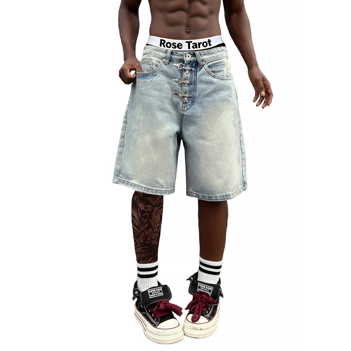 Metal Buckle Short Baggy Jeans - Men'S Fashion With Baggy Jeans recension och pris