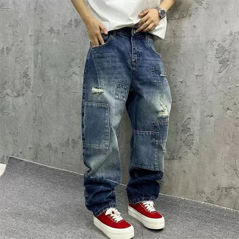 Brand Splicing Jeans Autumn Fa - Men'S Fashion With Baggy Jeans recension och pris