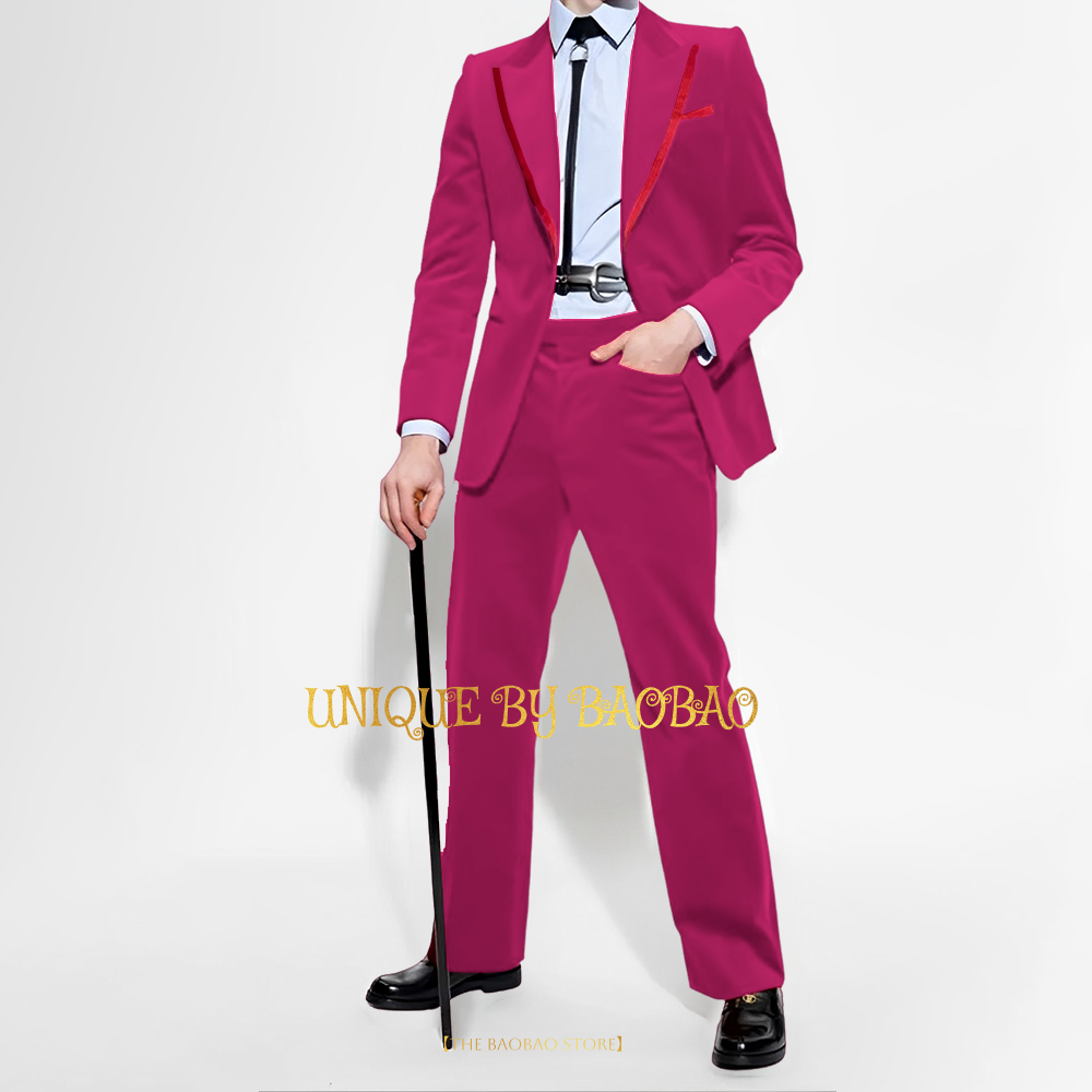 Men's Red Velvet 2 Piece Suit  - Men'S Fashion Xmas Party recension och pris