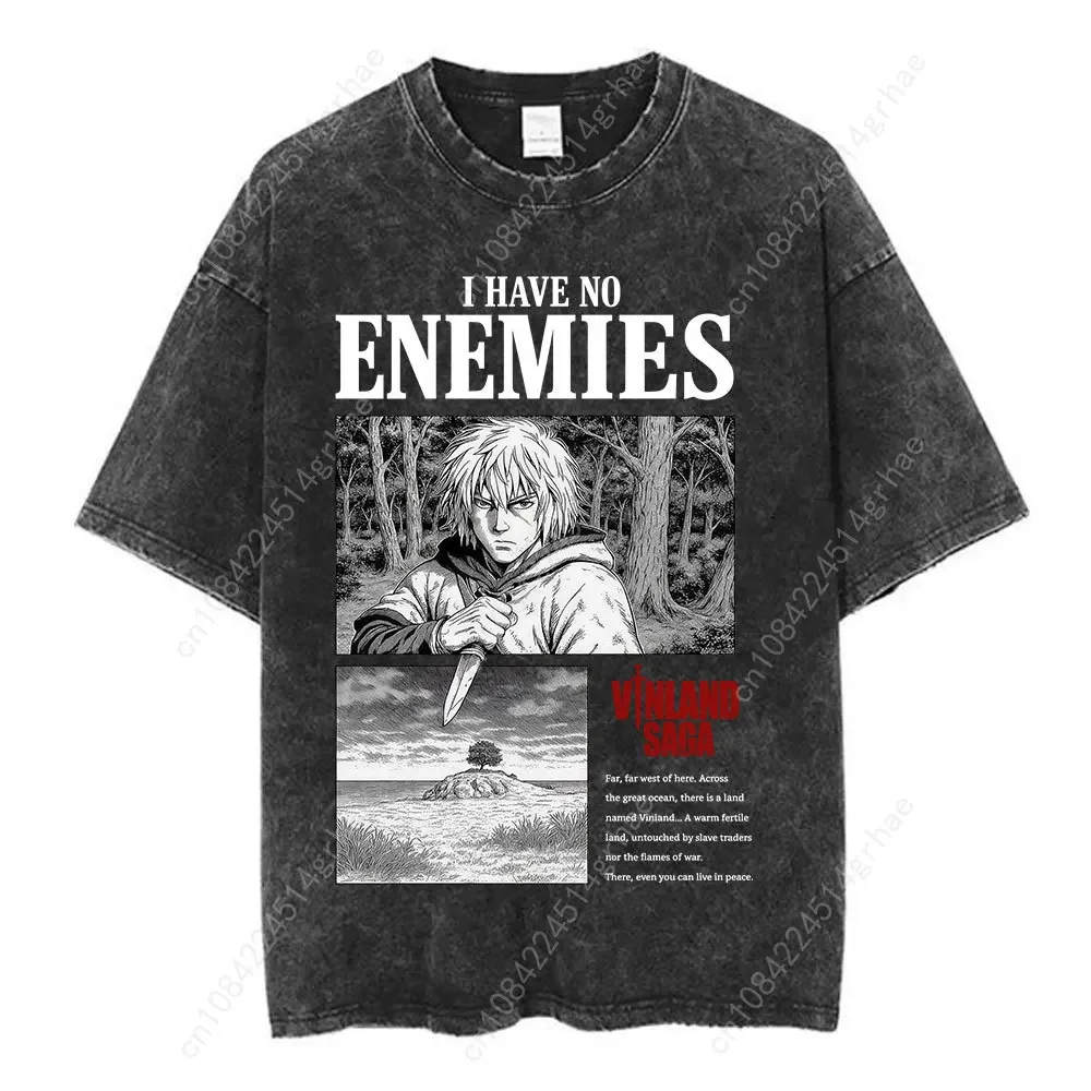 Vintage Washed Anime Vinland S - Men'S Fashion Oversized T Shirt recension och pris