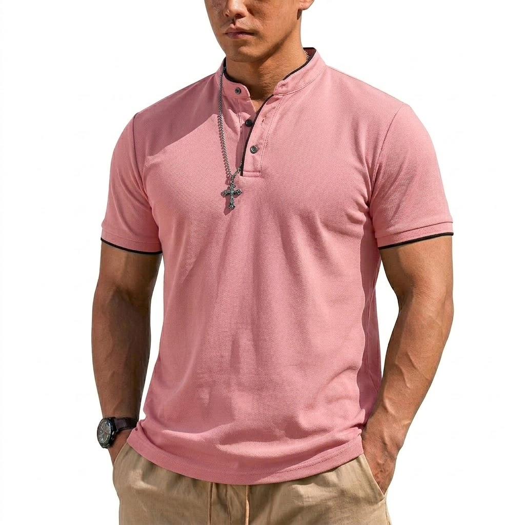 Summer Short Sleeve Henley Shi - Men'S Fashion Polo Shirt recension och pris