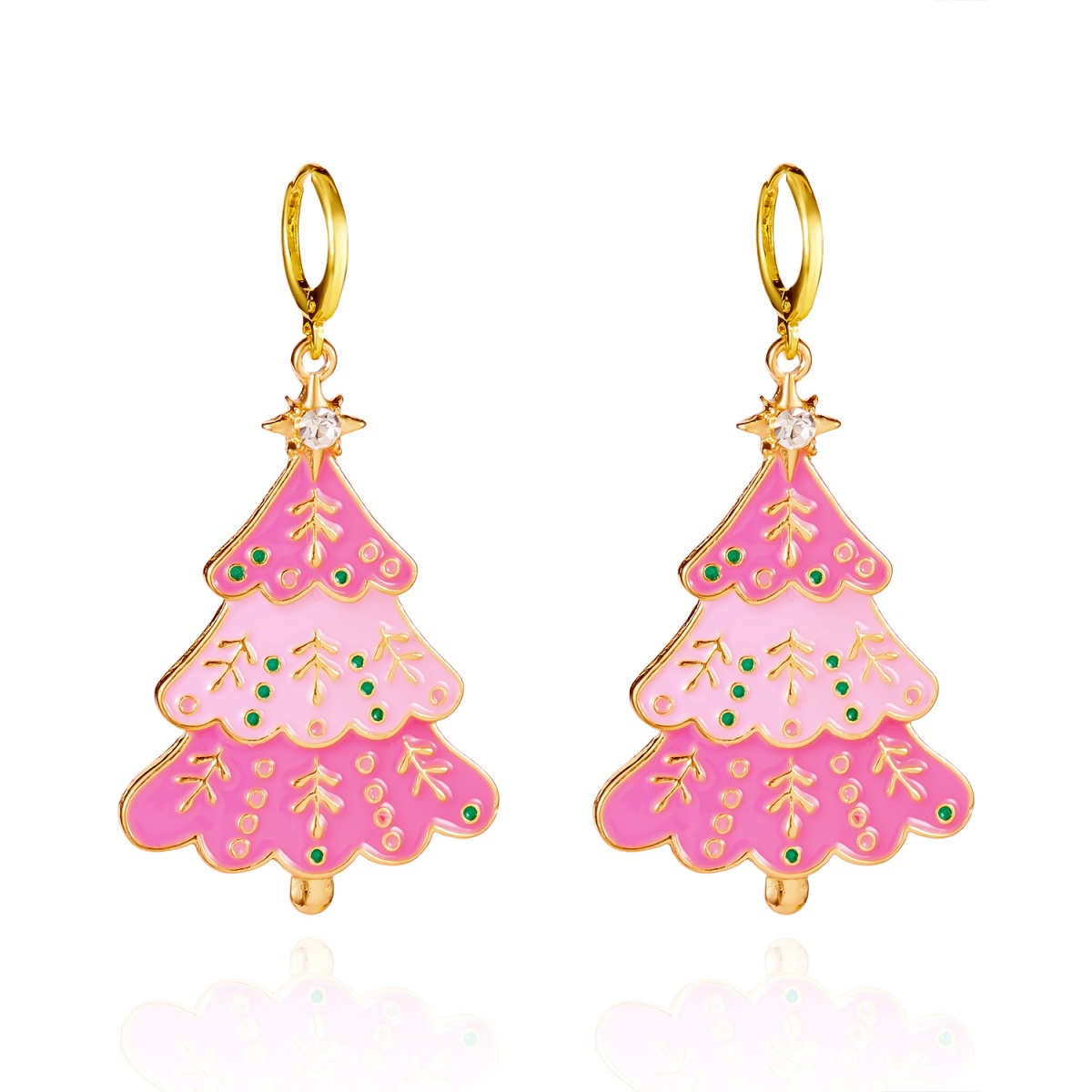Christmas Earrings Pink Enamel - Men'S Fashion Xmas Party recension och pris