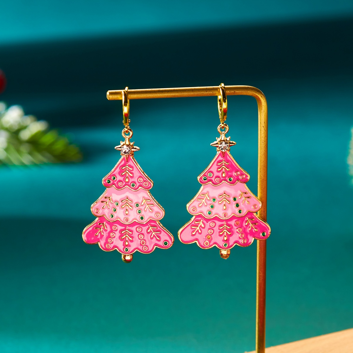 Christmas Earrings Pink Enamel - Men'S Fashion Xmas Party recension och pris