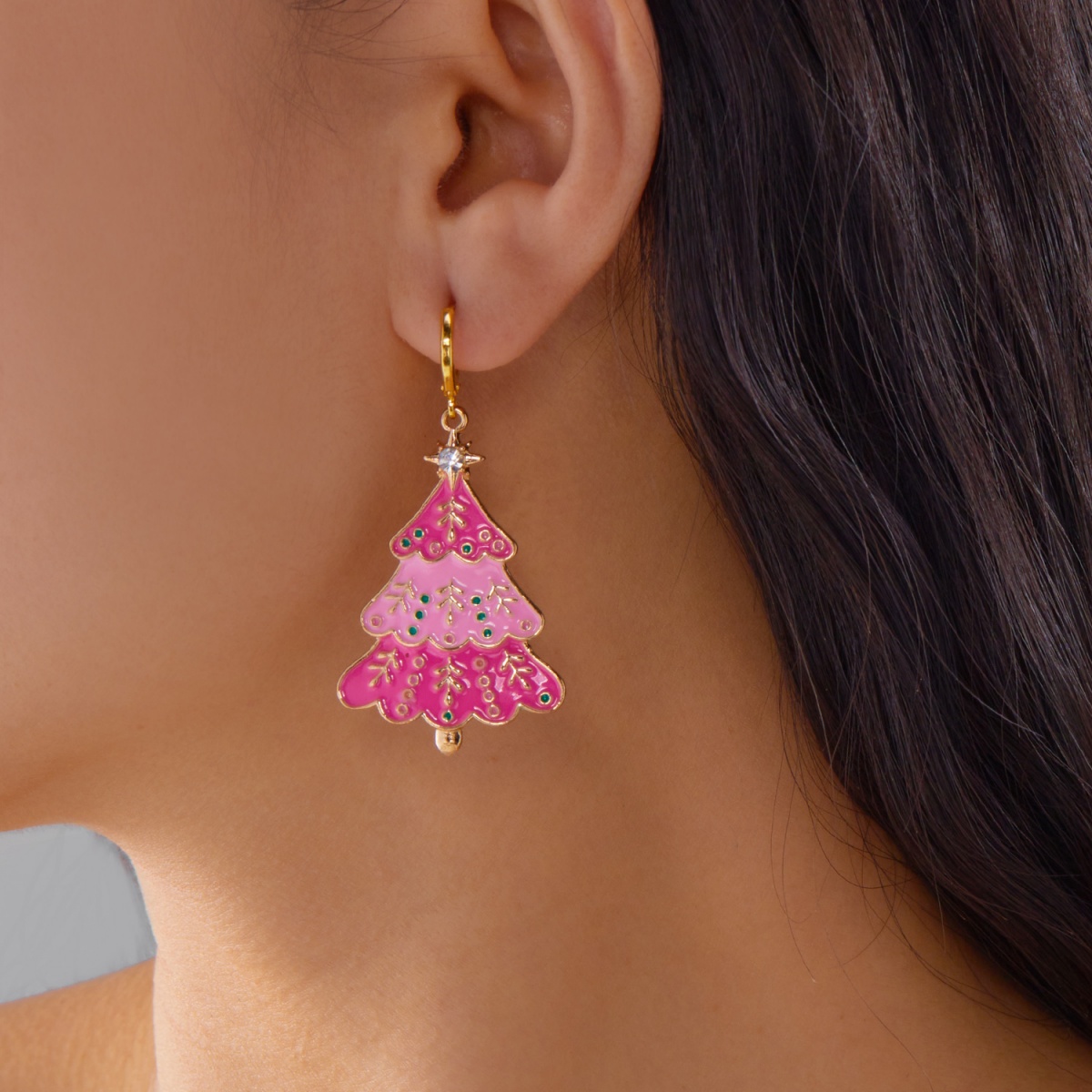 Christmas Earrings Pink Enamel - Men'S Fashion Xmas Party recension och pris